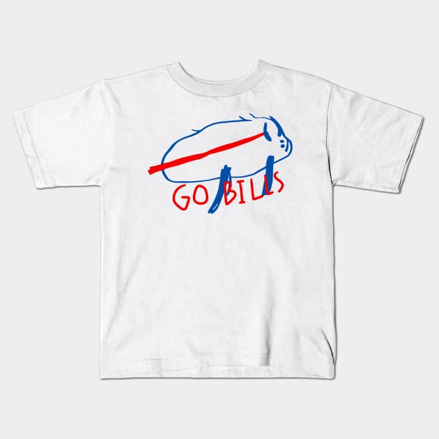 Drawing Go Bills Kids T-Shirt by Unfluid